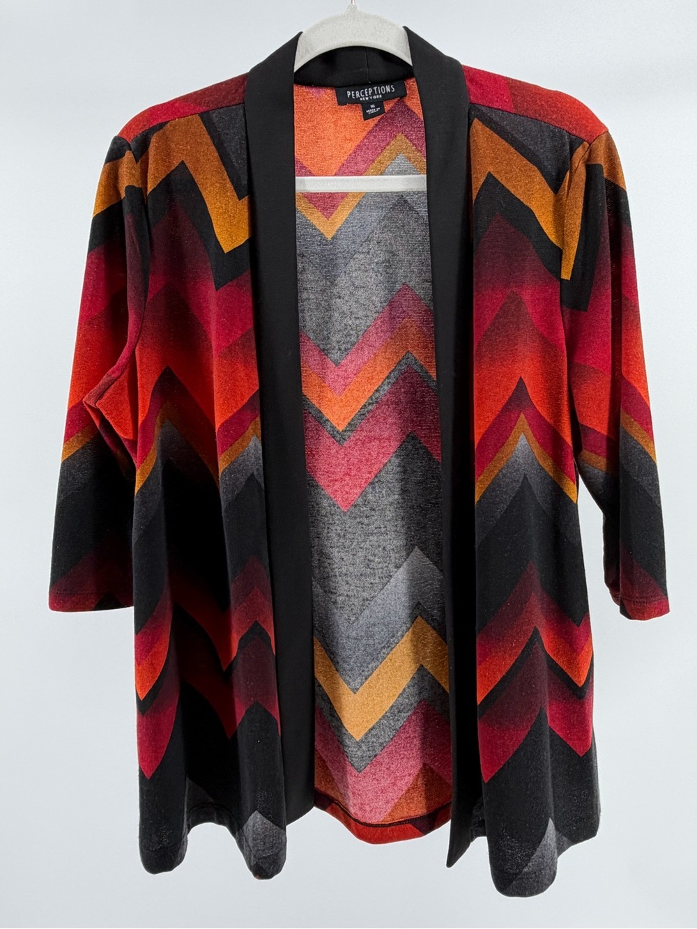 Perceptions New York Sunset Multicolor Chevron Open Front Cardigan, Women's 16